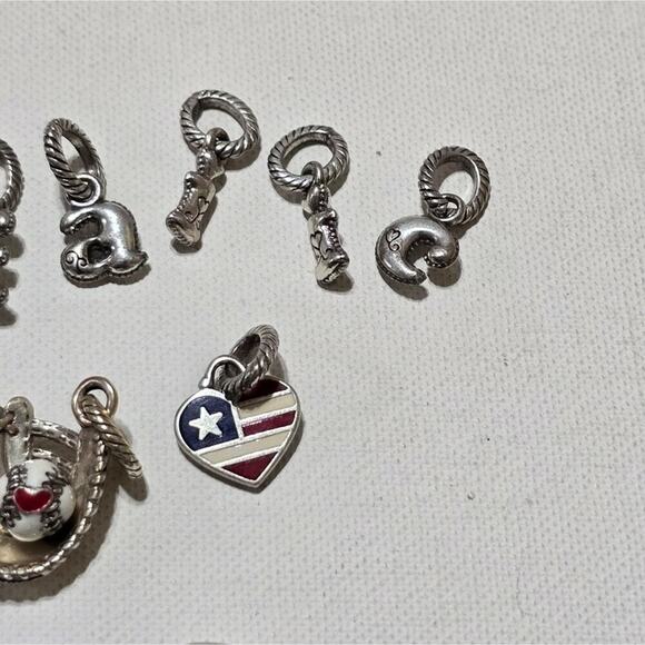 Brighton Bundle of Charms and Spacers Green Initial Angel baseball Glove Heart - Picture 4 of 7